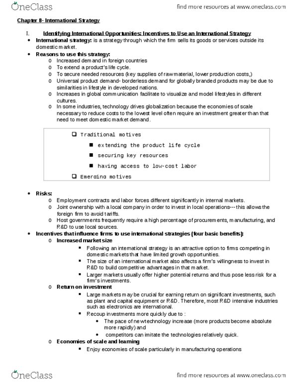 COMM 315 Chapter Notes - Chapter 8: Prevailing Wage, Cost Leadership, Factors Of Production thumbnail