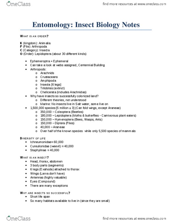 ENTO 330 Lecture 1: Entomology notes.docx thumbnail