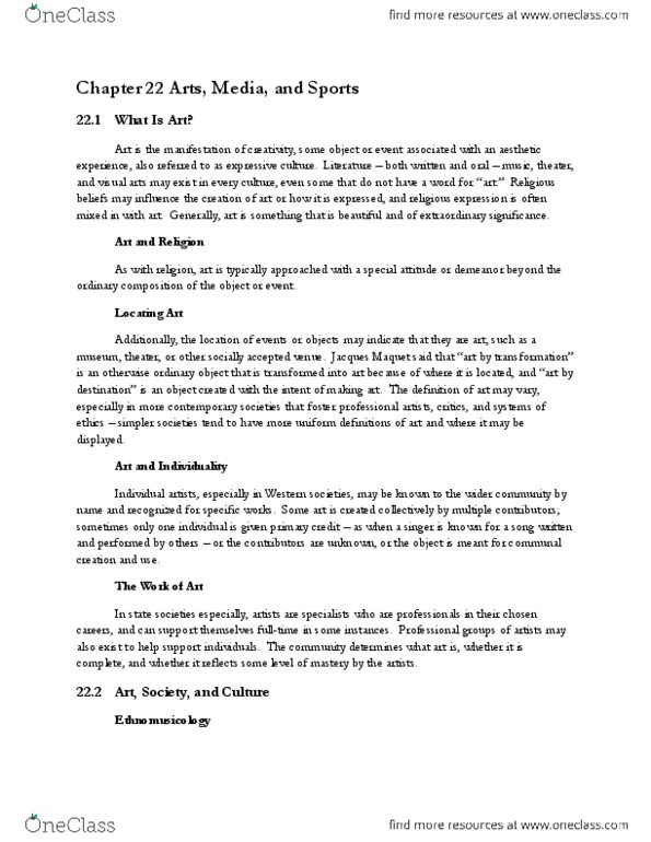 CAS AN 101 Chapter Notes - Chapter 22: Social Forces thumbnail
