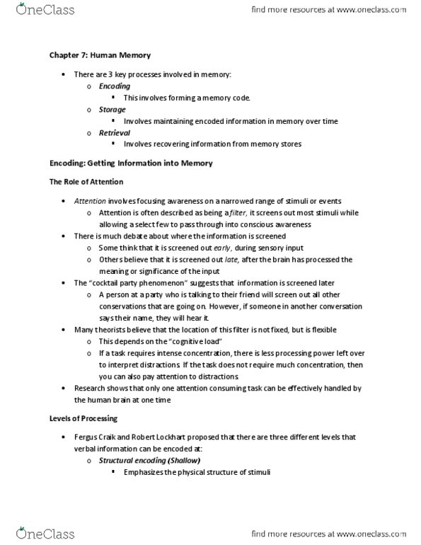 CAS PS 101 Chapter Notes - Chapter 7: Slot Machine, Sketchpad, Fergus I. M. Craik thumbnail