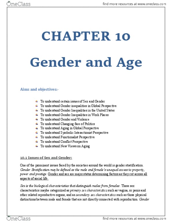 SOC 100 Chapter Notes - Chapter 10: Disengagement Theory, Chromosome, Symbolic Interactionism thumbnail