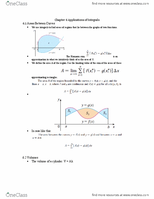 MATH 115 Chapter Notes - Chapter 6: Mean Value Theorem, Riemann Sum thumbnail