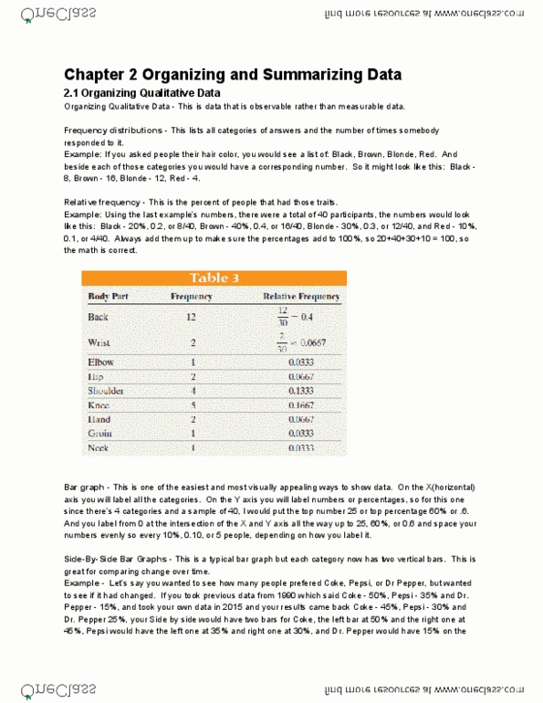 STATS 250 Chapter 2: Organizing and Summarizing Data thumbnail