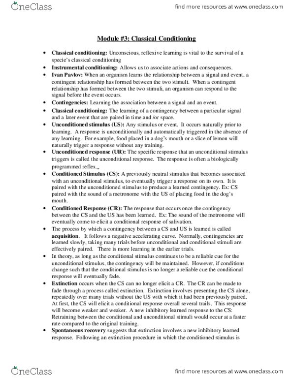 PSYCH 1X03 Lecture Notes - Lecture 3: Blood Sugar, Homeostasis, Systematic Desensitization thumbnail