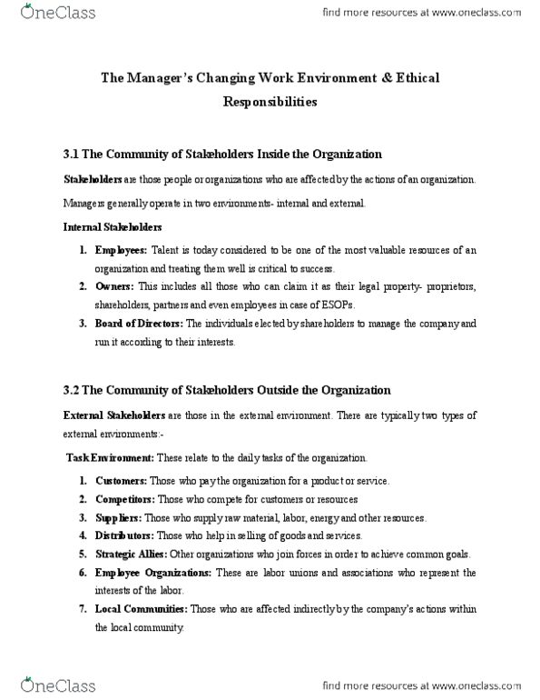 MGMT 2100 Chapter Notes - Chapter 3: Corporate Social Responsibility, Habitat, Reverse Discrimination thumbnail