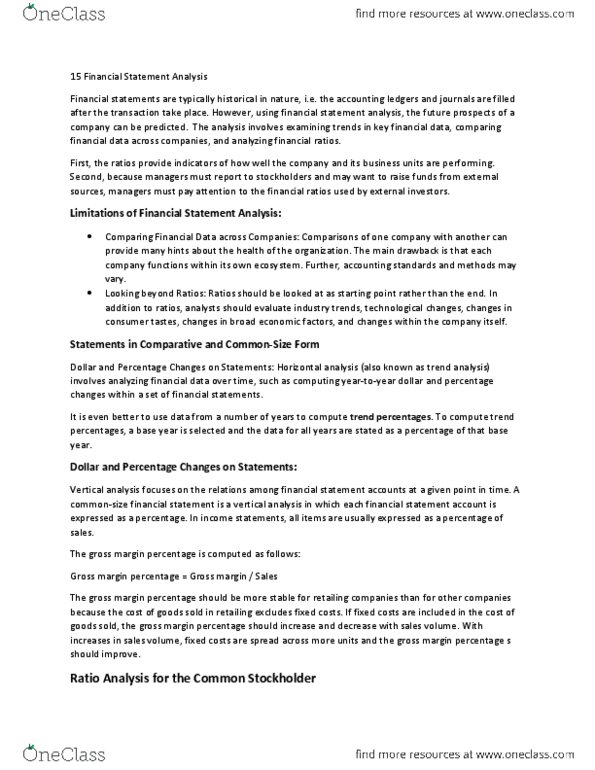 ACCT 2200 Chapter 15: Financial Statement Analysis thumbnail