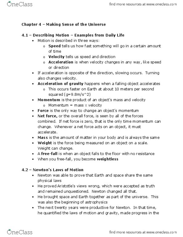 AST 2002 Chapter Notes - Chapter 4: V Speeds, Tidal Force, Inverse-Square Law thumbnail