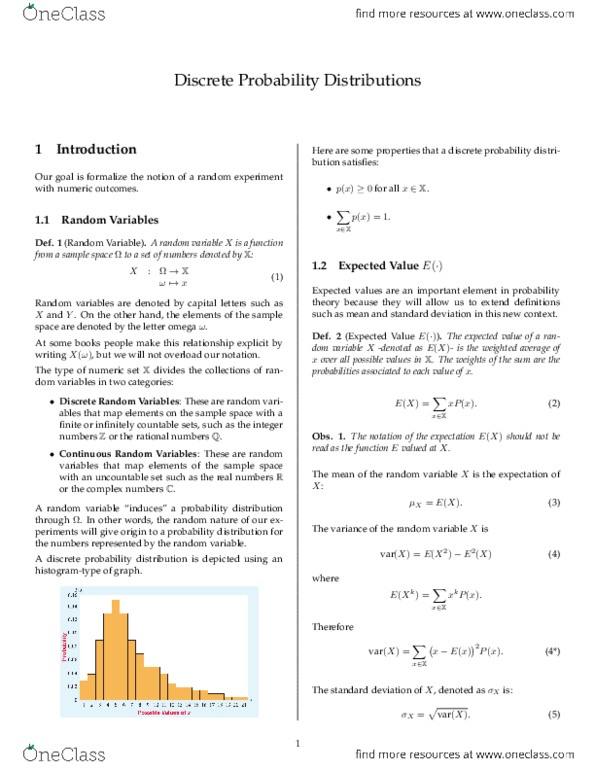 STAT 1100 Chapter Notes - Chapter 5: Standard Deviation, Weighted Arithmetic Mean, Complementary Event thumbnail