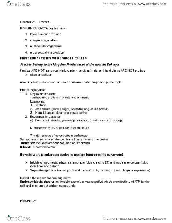 BLG 144 Lecture Notes - Lecture 7: Phytophthora Infestans, Symbiogenesis, Red Algae thumbnail