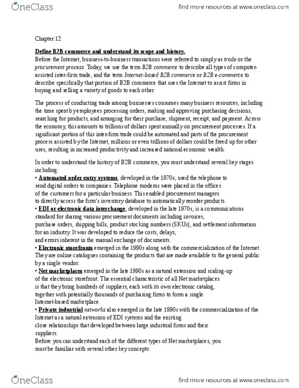 ADMS 3521 Chapter Notes - Chapter 12: Electronic Data Interchange, Horizontal Market, Management System thumbnail