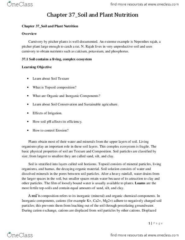 CAS BI 108 Chapter Notes - Chapter 37: Nepenthes Rajah, Drip Irrigation, Soil Ph thumbnail