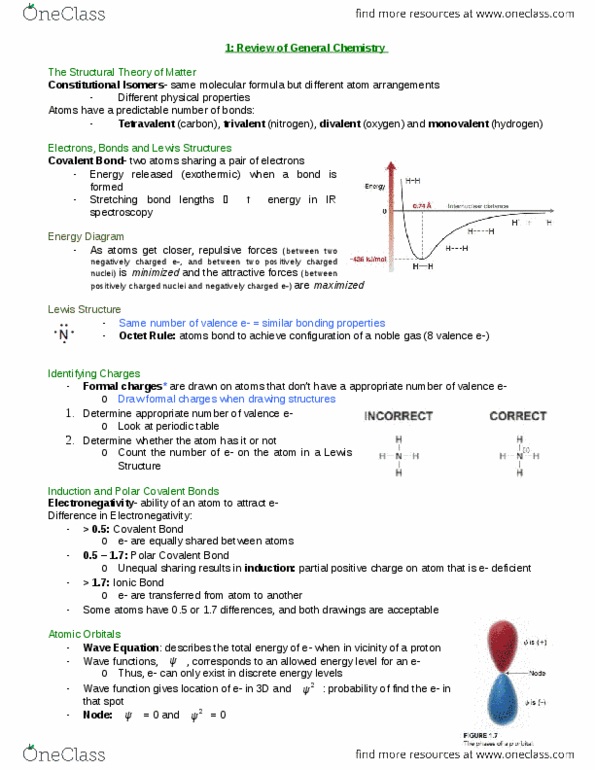 CHEM 2OA3 Chapter Notes - Chapter 1: Valence Bond Theory, Pauli Exclusion Principle, Infrared Spectroscopy thumbnail