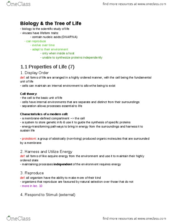 BIOA01H3 Lecture Notes - Lecture 2: Mamavirus, Mimivirus, Stoma thumbnail