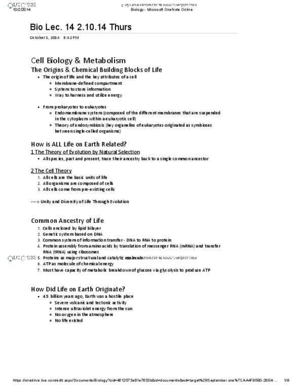 BIOA01H3 Lecture Notes - Lecture 14: Microsoft Onenote, Ribosomal Rna, Lipid Bilayer thumbnail