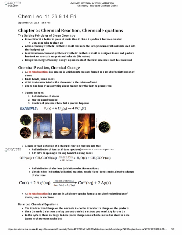 CHMA10H3 Lecture Notes - Lecture 11: Microsoft Onenote, Chemical Equation, Chemical Synthesis thumbnail