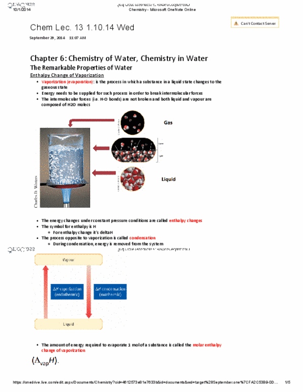 CHMA10H3 Lecture Notes - Lecture 13: Microsoft Onenote, Vapor Pressure, Intermolecular Force thumbnail
