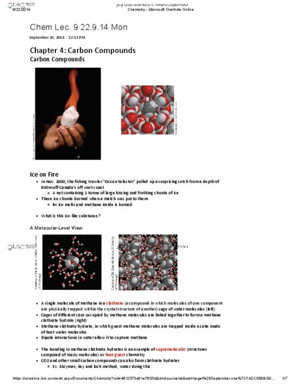 CHMA10H3 Lecture Notes - Lecture 9: Clathrate Hydrate, Methane Clathrate, Microsoft Onenote thumbnail