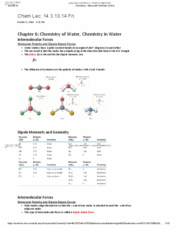 CHMA10H3 Lecture Notes - Lecture 14: Microsoft Onenote, Intermolecular Force, Ionic Compound thumbnail