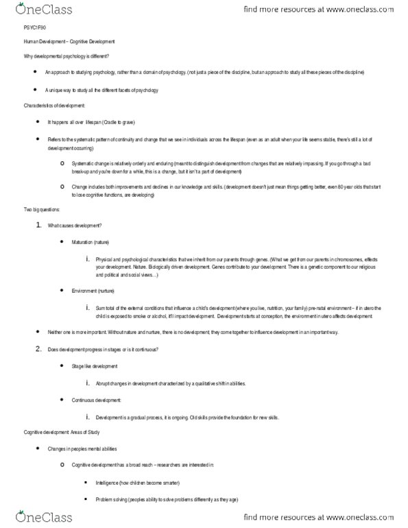 PSYC 1F25 Lecture Notes - Lecture 9: Egocentrism thumbnail