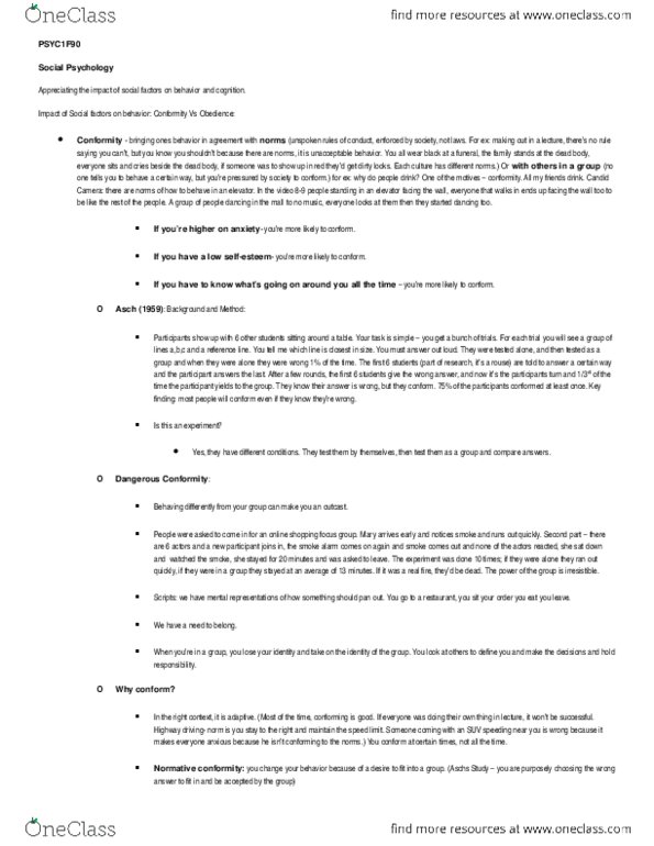 PSYC 1F25 Lecture Notes - Lecture 8: Proxemics thumbnail