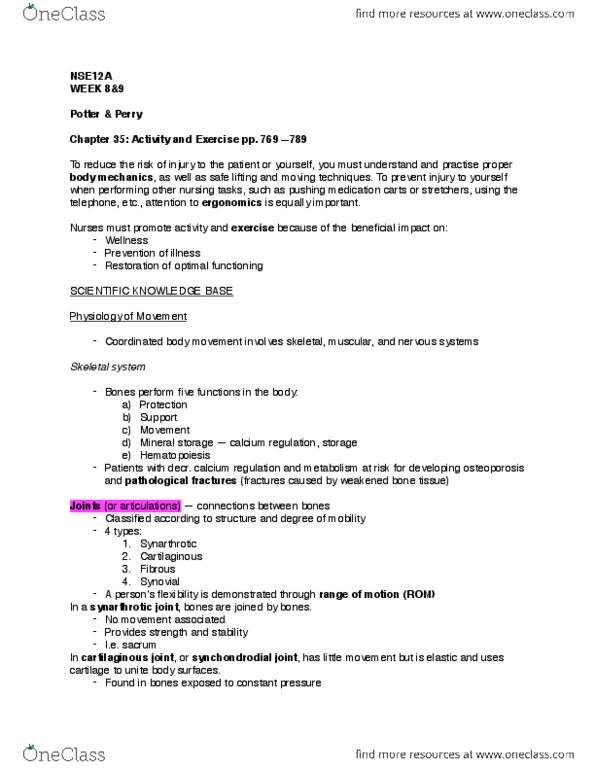 NSE 12A/B Chapter Notes - Chapter 35, 45: Biceps, Triceps Brachii Muscle, Synovial Joint thumbnail