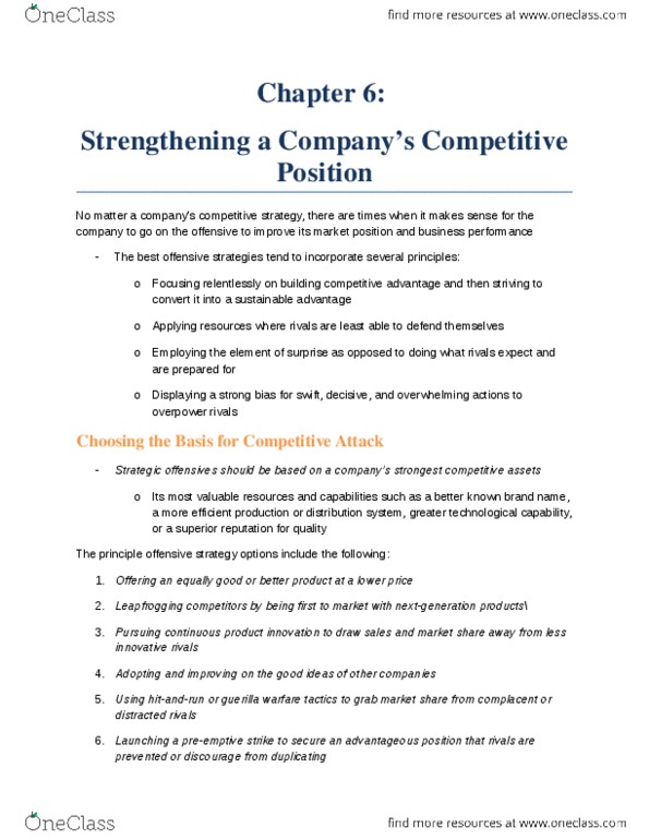 BUS 800 Chapter Notes - Chapter 6: Vertical Integration, Blue Ocean Strategy, Leapfrogging thumbnail