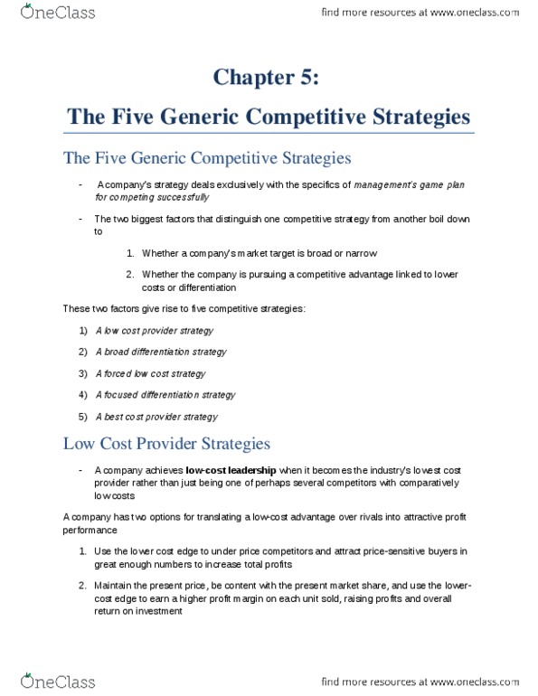 BUS 800 Chapter Notes - Chapter 5: Cost Driver, Profit Margin, Human Resource Management thumbnail