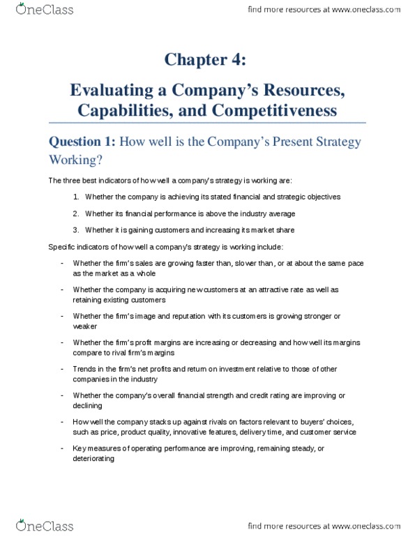 BUS 800 Chapter Notes - Chapter 4: Profit Margin, Human Resource Management, Swot Analysis thumbnail