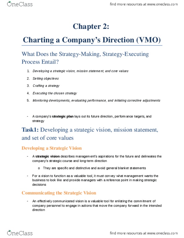 BUS 800 Chapter Notes - Chapter 2: Relate, Balanced Scorecard, Brand Management thumbnail