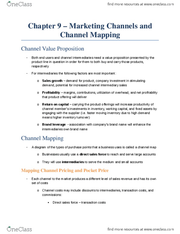 MKT 730 Chapter Notes - Chapter 9: Marketing Channel, Digital Marketing, Direct Marketing thumbnail