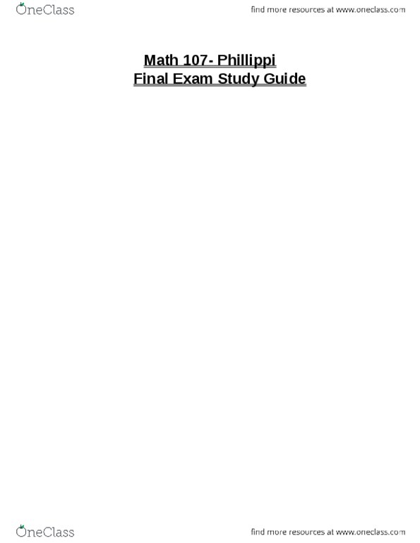 MATH 107 Final: Math 107_Final Exam Study Guide.docx - OneClass