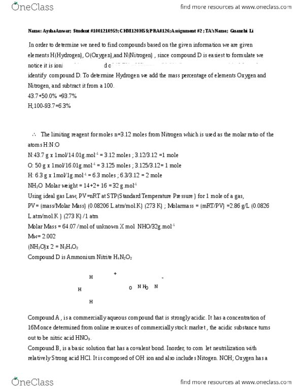 CHM120H5 Lecture Notes - Lecture 5: Ionic Compound, Ideal Gas, Nitrite thumbnail