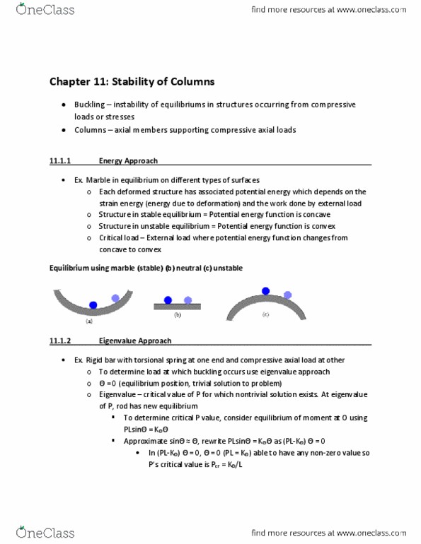 PHYS 270 Chapter Notes - Chapter 11: Mechanical Equilibrium, Buckling, Cylinder Stress thumbnail