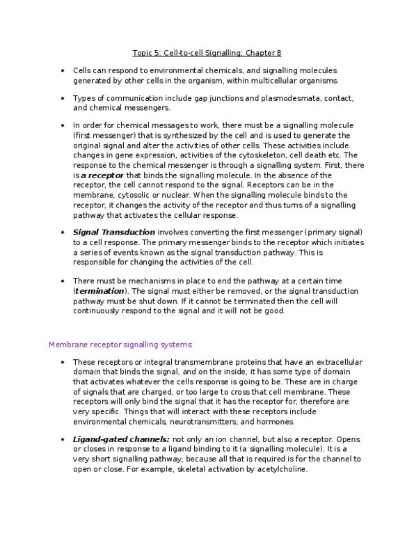 BIO 1140 Lecture Notes - Lecture 11: Cell Surface Receptor thumbnail