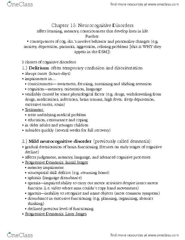 PSY 395 Lecture Notes - Lecture 13: Dsm-5, Sleep Deprivation, Neuroplasticity thumbnail