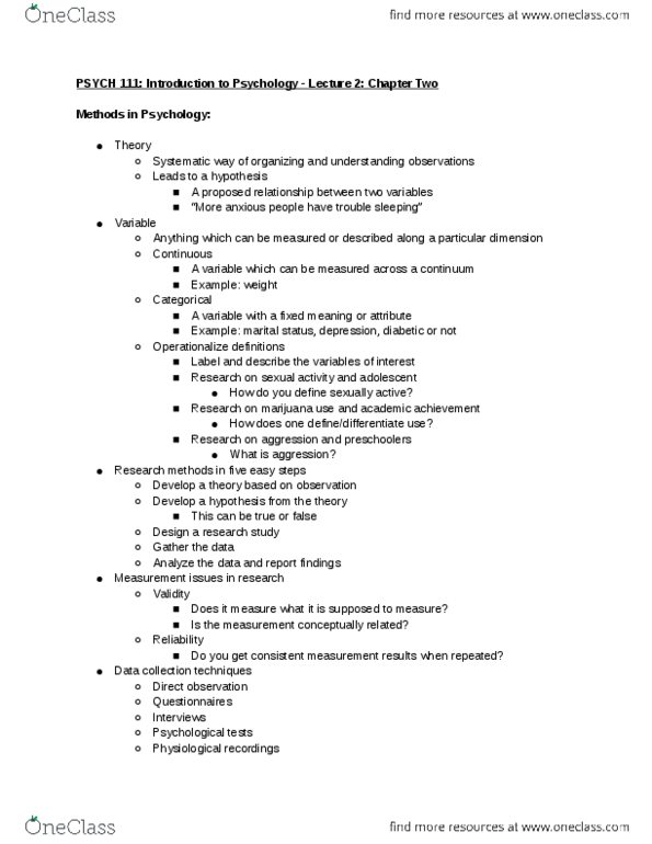 PSYCH 111 Lecture Notes - Lecture 2: Sampling Bias, Response Bias, Demand Characteristics thumbnail