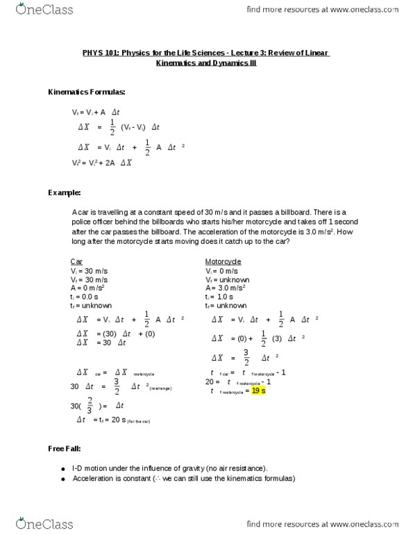 sfu physics 101 formula sheet