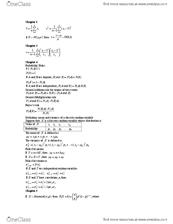 ECON 2500 Chapter Notes - Chapter 1-7: Random Variable, Standard Normal Deviate, Confidence Interval thumbnail