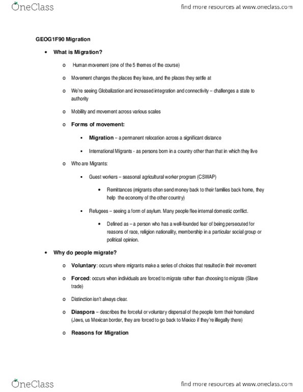 GEOG 1F90 Lecture 7: GEOG1F90 Migration.docx thumbnail