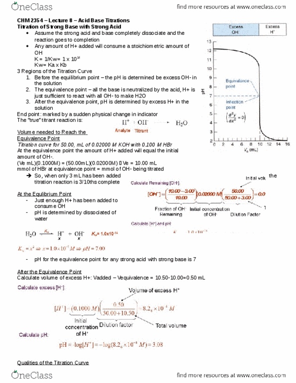 CHM 2354 Lecture Notes - Lecture 8: Titration Curve, Equivalence Point, Titration thumbnail