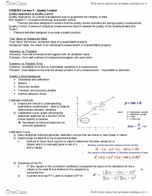 CHM 2354 Lecture Notes - Lecture 4: True Value, Analyte, Internal Standard thumbnail