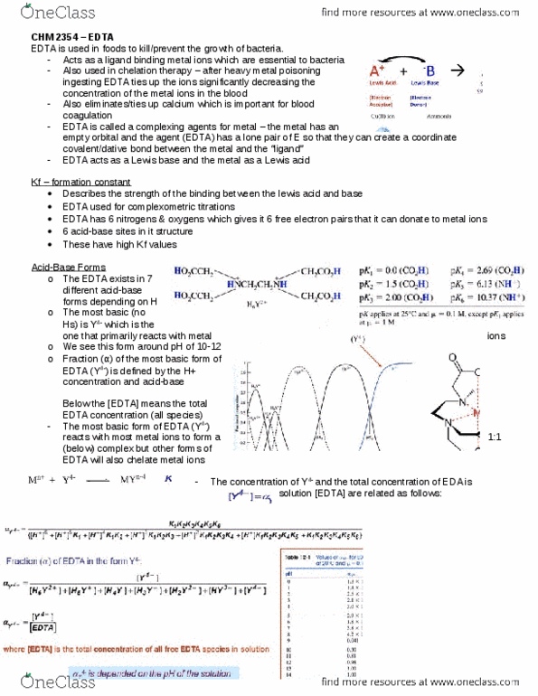 CHM 2354 Lecture Notes - Lecture 11: Toxic Heavy Metal, Titration Curve, Ethylenediaminetetraacetic Acid thumbnail