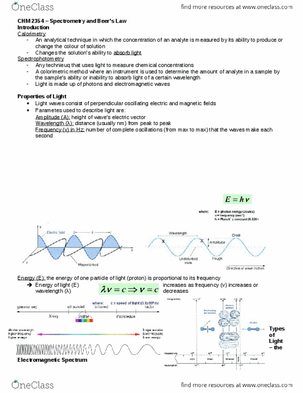 CHM 2354 Lecture Notes - Lecture 16: Molar Attenuation Coefficient, Spectrophotometry, Calorimetry thumbnail