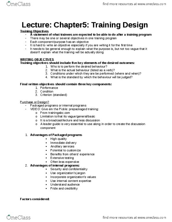 Management and Organizational Studies 3343A/B Lecture Notes - Lecture 5: Blended Learning, Service Level, Jargon thumbnail