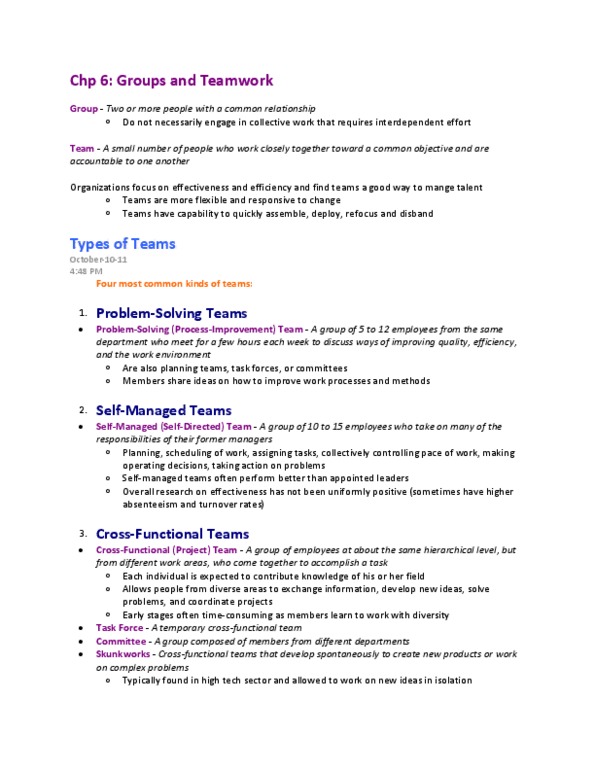 COMM 292 Lecture : Chapter 6 - Groups and Teamwork.docx thumbnail