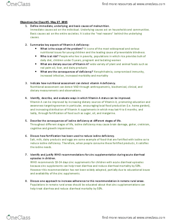 FNH 355 Lecture Notes - Lecture 5: Vitamin A Deficiency, Xerophthalmia, Vitamin A thumbnail