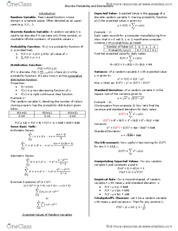 STA 3033 Chapter 5: STA3033 Discrete Probability and Distributions thumbnail