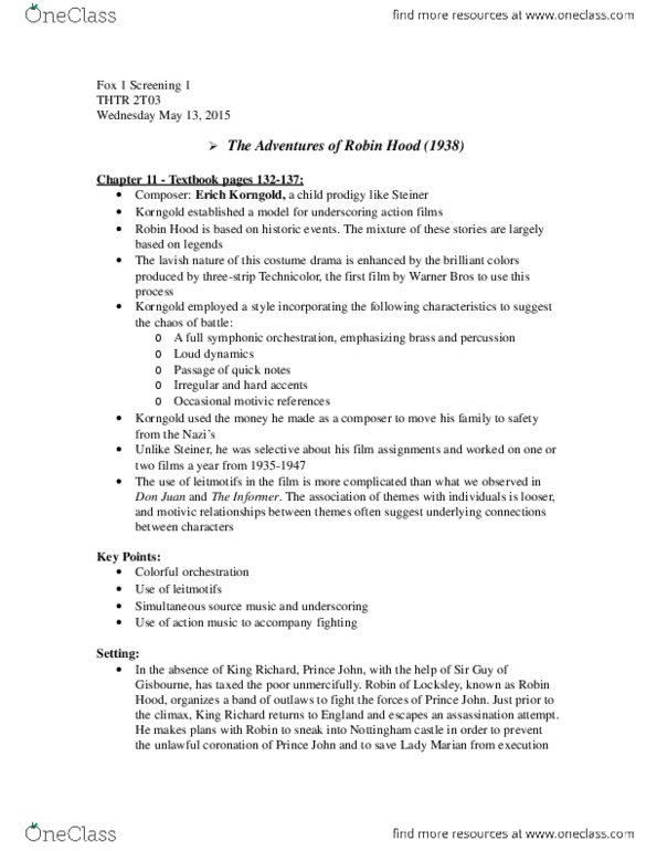 THTRFLM 2T03 Chapter 11: The Adventure of Robin Hood Textbook Notes.docx thumbnail