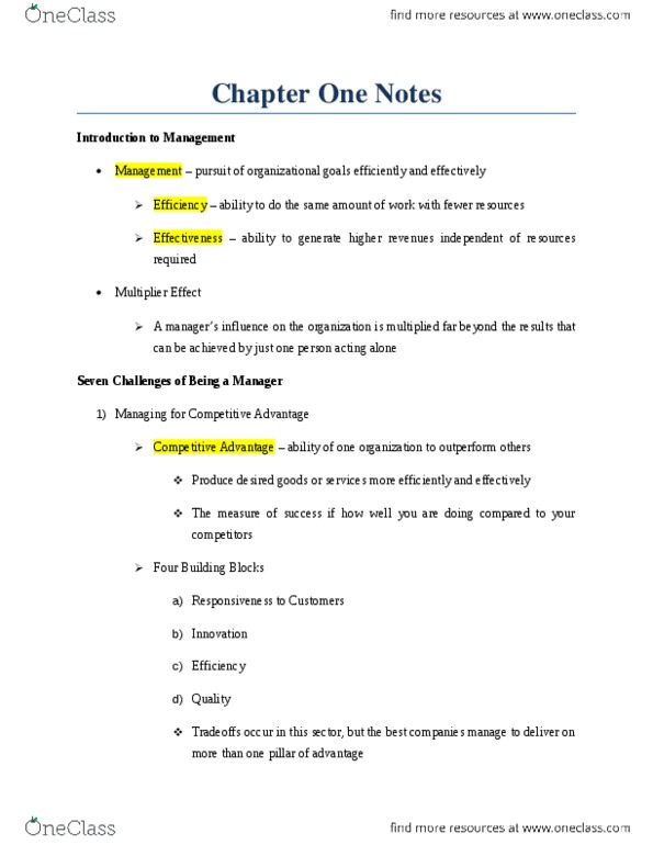MAN 3025 Chapter Notes - Chapter 1: Multinational Corporation, Knowledge Management, Intrapreneurship thumbnail