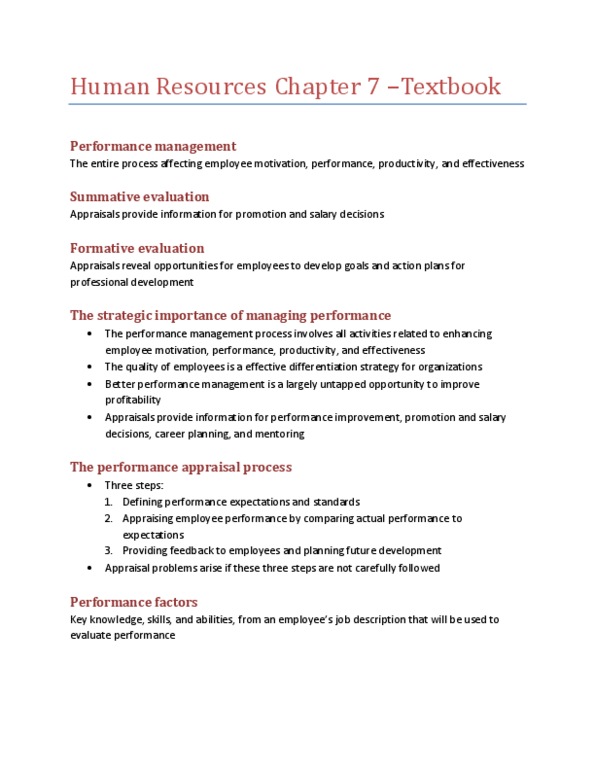 BUS 381 Chapter Notes - Chapter 7: Performance Appraisal, Performance Management, Central Tendency thumbnail